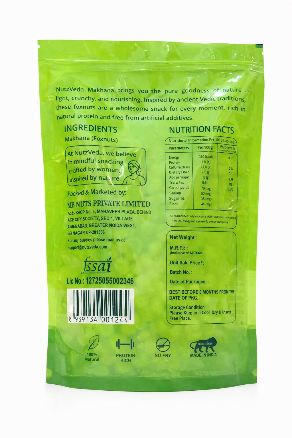 NutzVeda Makhana rear view